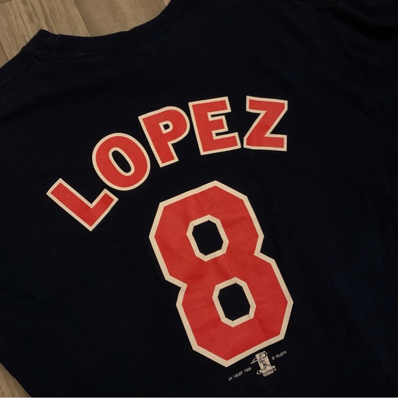 Vintage 90’s MLB Atlanta Braves Shirt Size Medium Retro MLB Lopez #8 1999 - Picture 4 of 5